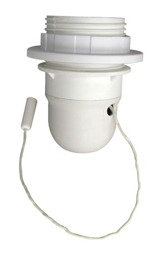 Tibelec 823010 - titular, el cuerpo semi-hilo, cable de interruptor, anillo E27, color: blanco