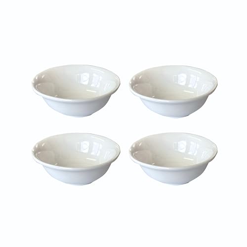 evym Lot de 4 bols de service en céramique blancs - Bols à sauce - Bols en céramique pour amuse-bouche - Petits bols à collation - Coupelles à dessert en céramique, simples et empilables