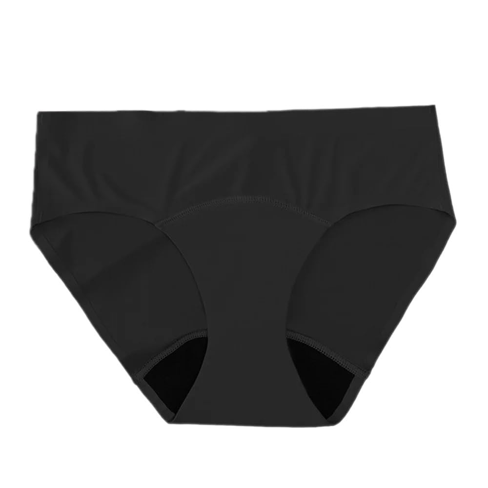 Ropa interior de seda helada sin costuras for mujer, bikini de corte alto for la menstruación, ropa interior a prueba de fugas.(negro,10pcs,S)