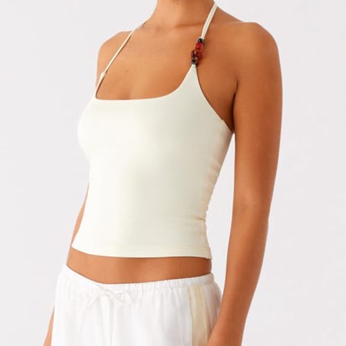 Women Sleeveless Halter Tops Slim Fit Square Neck Camisole Backless Boho Tie Back Crop Tank Tops3