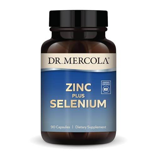 Dr. Mercola Zinc Plus Selenium - Mineral Blend Supplement - for Immune Brain & Respiratory Support - Contains Zinc Glycinate Chelate & Copper - GMO-Free & Gluten-Free - 90 Capsules (90 Servings)