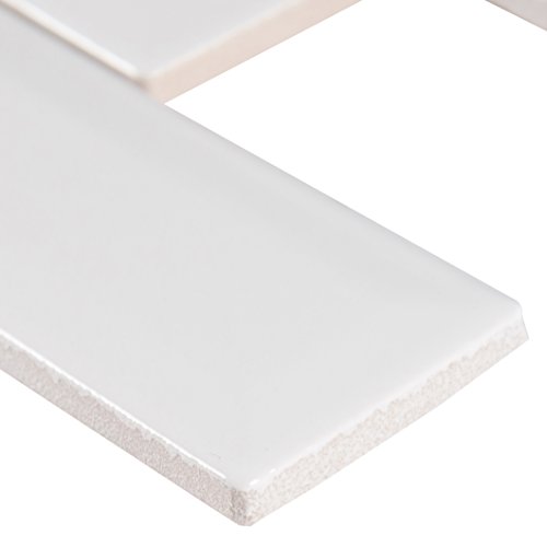 Msi Amz-M-00322 Msi Whisper White Beveled Ceramic Subway Kitchen Backsplash, Bathroom, Accent, Shower X 12 In. Mesh-Mounted Mosaic Wall Tile (10 Sq. Ft, 2 X 6, Square Feet #TOP3
