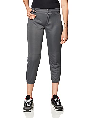 Alleson Athletic Fastpitch Softball Pants for Women. Low Rise Double Knit Charcoal Softball Pants with Belt Loop (Style 605PBW) Large