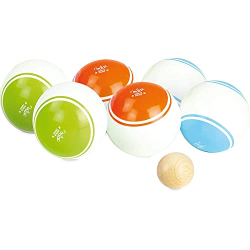 Jeu de pétanque vintage en bois Vilac avec 6 boules colorées pour enfant