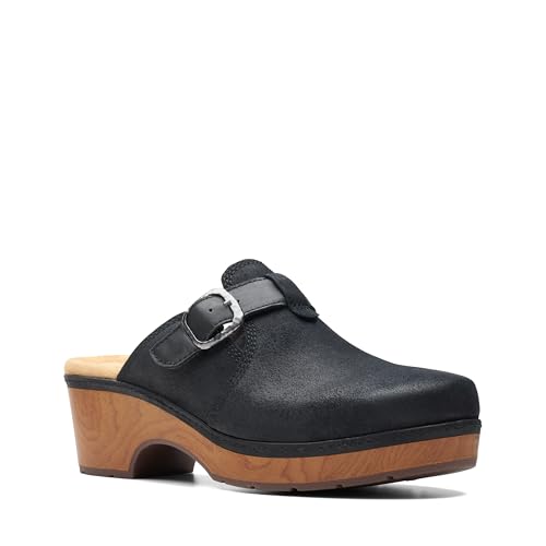 Clarks Clarks Black's Paizlee Nora Clog, Black Suede, 9 Wide US