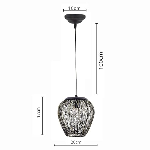 Image of Lexton Wire Mesh Hanging Ceiling Pendant Lamp Light Fixture | Bedroom, Restaurant, Indoor Or Home Decoration (Corded Electric, Black, Pack of 1, Bulb Not Included)