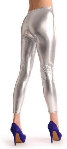 silver faux leather pants