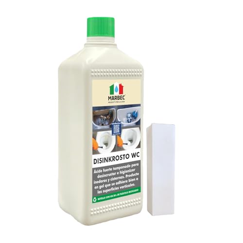 MARBEC DISINKROSTO WC 1LT Desincrustante fuerte para inodoros, elimina incrustaciones de cal y óxido. Perfecto para inodoros, cisternas y sanitarios, garantiza una limpieza profunda y eficaz.