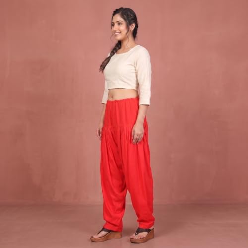 Image of FASHION GALLERY Women's Rayon Relaxed Fit Patiala Salwar with Full Length Drawstring Closure Type and Flexible Waist | Patiala Pant for Woman Free Size Fit Upto XXL