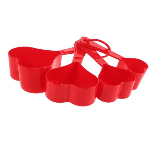 CONGARTENO 1set Cute Heart Shaped Measuring Spoon Set Plastic Spoons for Baking Cooking for Weddings Christmas and Everyday Use Easy to Clean Compact Storage