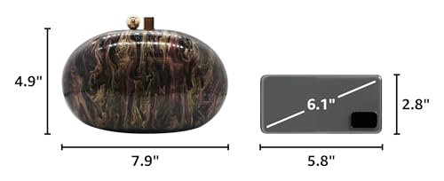 Image of Acrylic Evening Clutch Bag for Women Shell Shape Shoulder Crossbody Bag Glitter Marble Purse Handbag