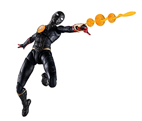 BANDAI S.H. Figuarts Spider-Man Black & Gold Suit (Spider-Man: No Way Home) Approx. 5.9 inches (150 mm), ABS & PVC Pre-painted Action Figure