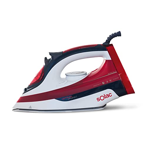 Solac - Plancha de Vapor Optima 2600W | Autolimpieza | Anticalcar | Antigoteo | 170g/min Vapor Continuo | Suela Cerámica | Depósito 380 ml | Ergonómico | Alta Durabilidad | Roja