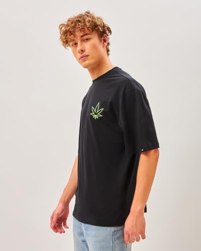 Image of Bewakoof Men's Graphic Printed 100% Cotton T-Shirt - Oversized Fit, Round Neck, Half Sleeves
