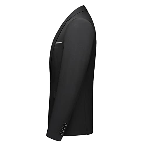 Men's Casual Slim Fit Suit Blazer Jacket One Button Lightweight Sport Coats Formal Dress Daily Business Suit Jacket Black #TOP1