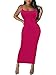 Women's Spaghetti Strap Bodycon Dress - Summer Casual Maxi Club Party Long Tight Slip Dresses Hot Pink XS