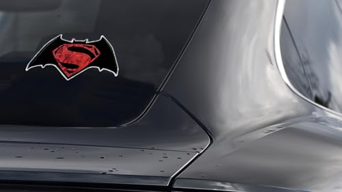 Image of Elektroplate Batman v Superman Dawn of Justice Reflective Car Decal Red 4 inch | Officially Licensed DC Comics - Weatherproof Automotive Grade Domed Sticker - Water Bottle, Laptop & More - Made in the USA
