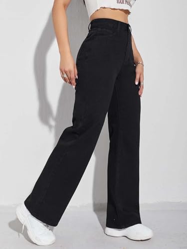Image of KOTTY Women's High-Waist Button Relaxed Fit Casual Ankle Length Stylish Jeans