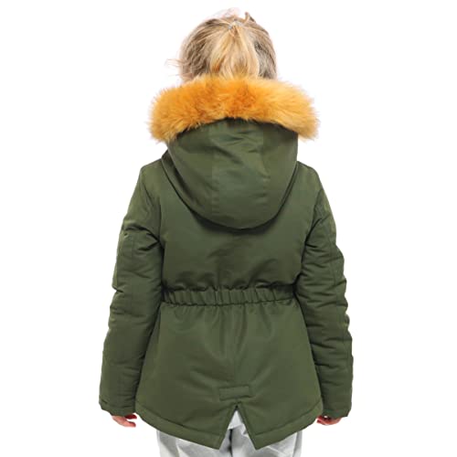 Rokka&Rolla Girls' Water-Resistant Winter Coat Warm Sherpa Fleece Lined Parka Jacket with Hooded Fur2