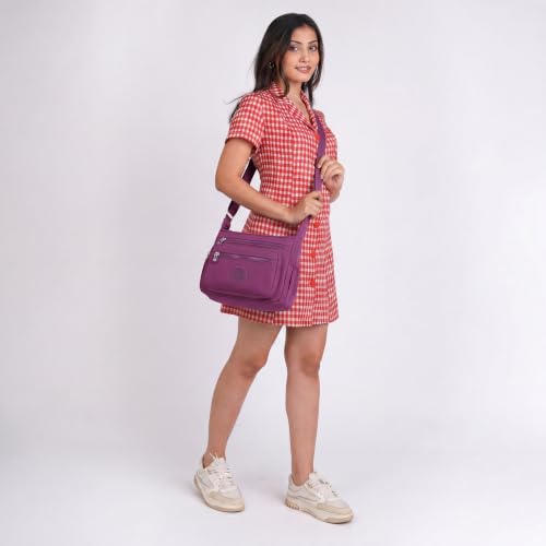 Image of TS WITH TECHSUN Women's Crossbody Sling Bag For Everyday Use, Nylon Shoulder Bag with Zipper Pockets, Adjustable Strap, Water Resistant Handbag for Travel, Shopping