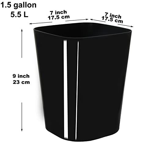 Youngever 2 Pack 5.5L Square Trash Can, Plastic Garbage Container Bin, Small Trash Bin for Home Office Living Room - Image 2