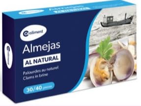 Coaliment Palourdes au Naturel, Pack de 3 Boîtes de 120g, Poids Égoutté 63g, Clams in Brine