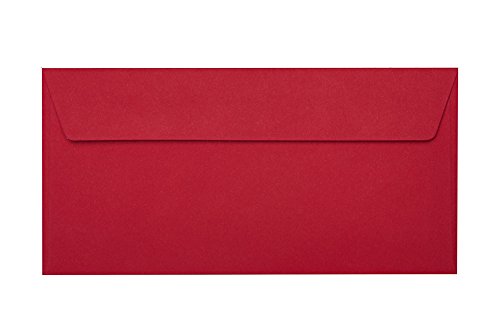 Paper24 – 25 Briefumschläge DIN lang (110 x 220 mm), Weinrot,...