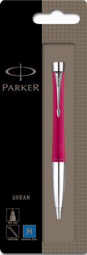 PARKER Urban Chrome Trim Ballpoint Pen with Medium Nib - Fashion Pink, Blister Pack