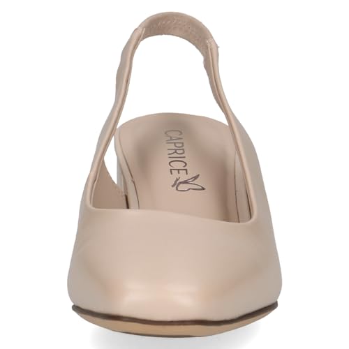 CAPRICE Décolleté Slingback da Donna in Pelle Verniciata, Beige (Beige Perlato), 39 EU