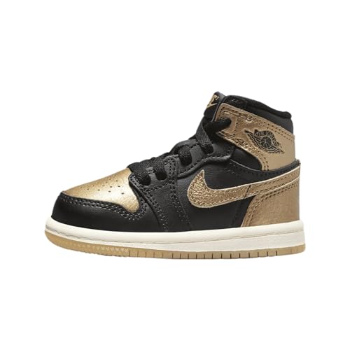Jordan 1 Retro High OG Baby/Toddler Shoes (FD1413-071, Black/Sail/Metallic Gold)