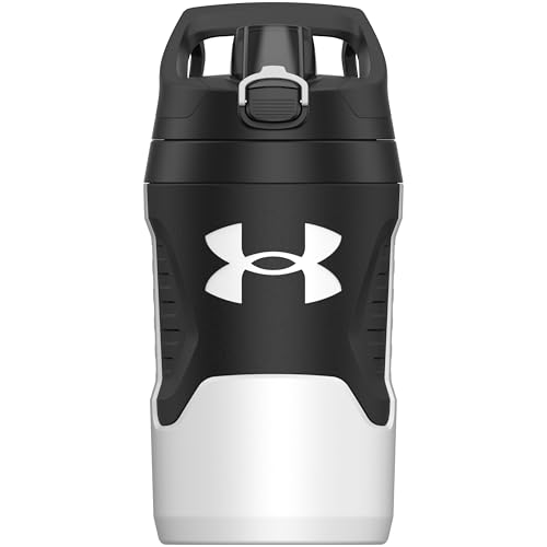 Image of Under Armour 32 oz Insulated Water Bottles - Sports Water Jug with Fence Hook, Leak Resistant for Baseball, Football & More, 32 oz Insulated, White /Black