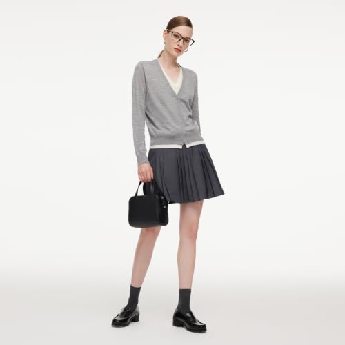 Image of GOELIA Pure Cashmere Wool Cardigans Womens Sweaters Trendy Long Sleeve Button Down Cozy Loose Fit Knit Going Out Tops