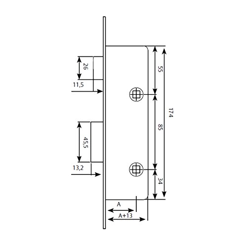 Serrure à encastrer pour profilé métallique Tesa Assa Abloy argent 2210253 - 3