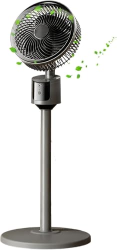 Ventilador de pie Pedestal de alta resistencia con circulación de aire de refrigeración silenciosa y potente Ventiladores de piso eléctricos para dormitorio, estudio, oficina, dormitorio (Gris)