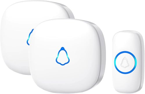SECRUI Sonnette Sans Fil Exterieur Etanche, Doorbell Avec 2 Récepteurs + 1 Émetteur À Pile, 58...