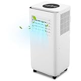 10000 BTU Portable AC with White Body and Black Top Cover, Cooling, Dehumidifying & Fan Functions, Quiet Operation for Rooms Up to 450 Sq Ft, 24-Hour Timer & Easy Setup