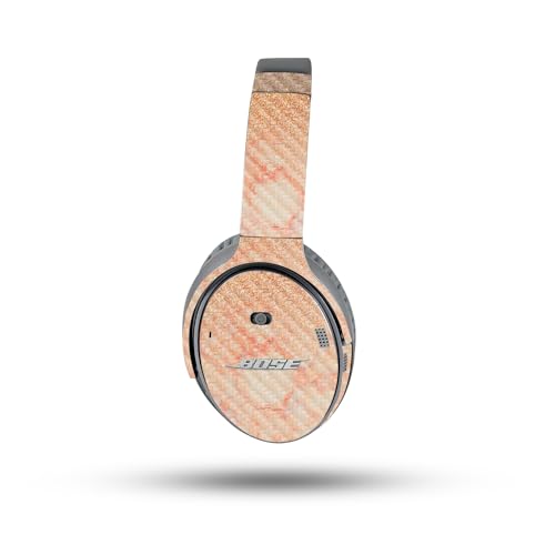 Image of MightySkins Carbon Fiber Skin Compatible with Bose QuietComfort 35 II Headphones - Flashy Apricot Marble | Protective, Durable Textured Carbon Fiber Finish | Easy to Apply