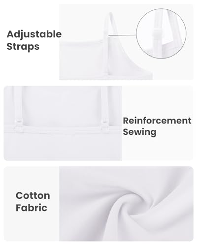 Auranso Girls Undershirts Toddler Camisole Adjustable Straps Cami Dance Tank Tops 3 Pack4