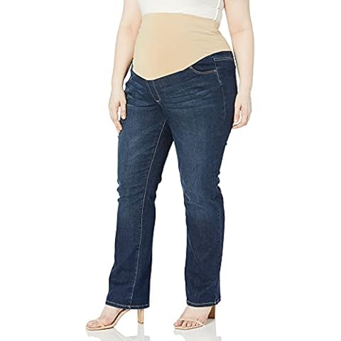 Three Seasons Maternity Plus Size Bootcut Denim With Neutral Belly Band Jeans Cover
