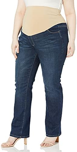 Three Seasons Maternity womens Plus Size Bootcut Denim With Neutral Belly Band Jeans, Dark Wash Denim, 3X US