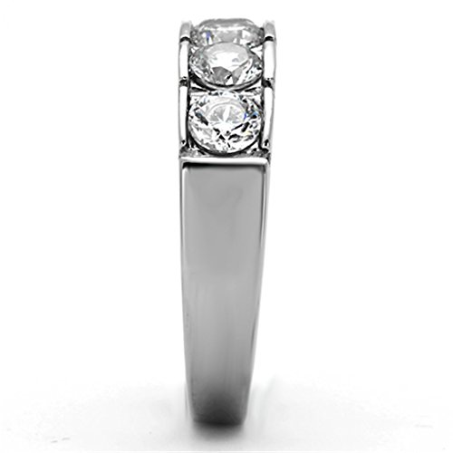 Marimor Jewelry 1.50 Carat Round Cut Cubic Zirconia Stainless Steel 316 Wedding Band Ring Women's Sizes 5-104