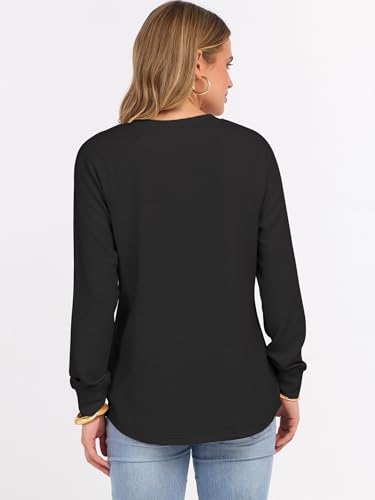 Image of ANRABESS Women's Waffle Knit Henley Top Long Sleeve Shirts