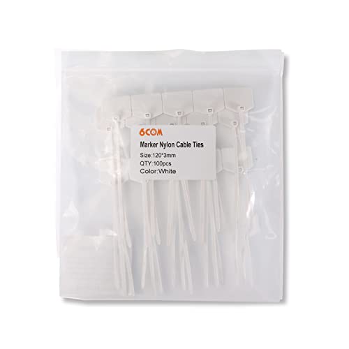 Image of Waterproof Shipping Tags, Self Locking Nylon Writable Marker Ties Luggage Identification Tags, Plastic Straps Label Mark Tag, Seal Tags Zip Tie for Labeling 100pcs (White)