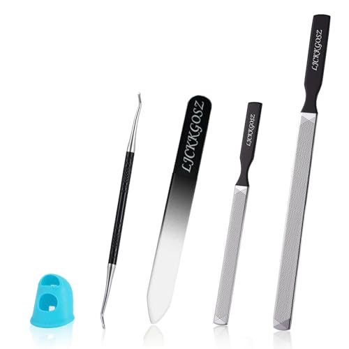 Metal Nail File Toenail File with Fingertip Protectors and Dual-Ended Toenail Lifter Double Sided and Files Nails Easily for Seniors Men & Women Pedicure Tool