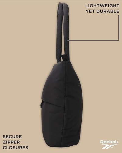 Image of Reebok Womens Tote Bag - Large Lightweight Puffer Travel Tote with Zipper - Carry On Shoulder Bag Work Bags for Women