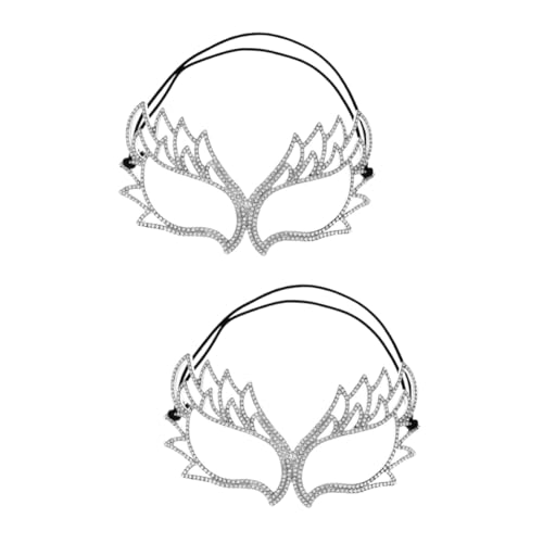 Masque de mascarade rhinestones pour femmes Healvian argenté x2