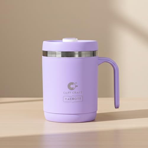 Image of CLAY CRAFT VACBOTT Dyona 400ML (Purple) Premium Stainless Steel Puf-Insulated Flask Mug| Long Hrs Hot & Cold|Airtight, BPA-Free, Leak-Proof Travel Mug with Handle| Made in India