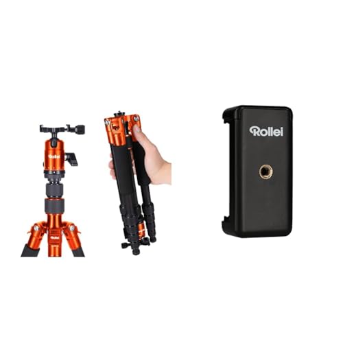 Rollei Compact Traveler No. 1 - leichtes Reisestativ aus Aluminium & Smartphone Halterung - universeller Halter