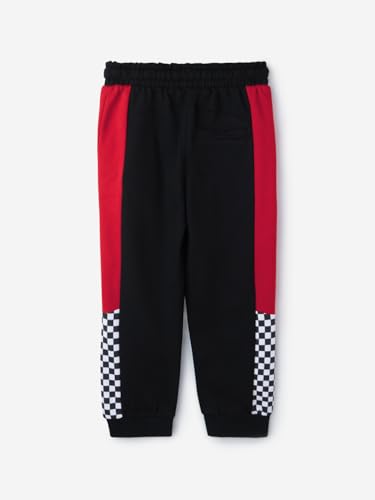 Image of The Souled Store Official Cars: Lightning McQueen Racing Boys Drawstring Black Graphic Printed Cotton Joggers