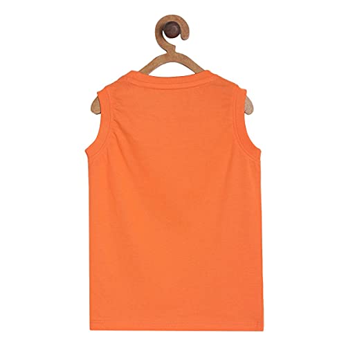 Image of miniklub Girls Orange Printed Round Neck T-Shirt